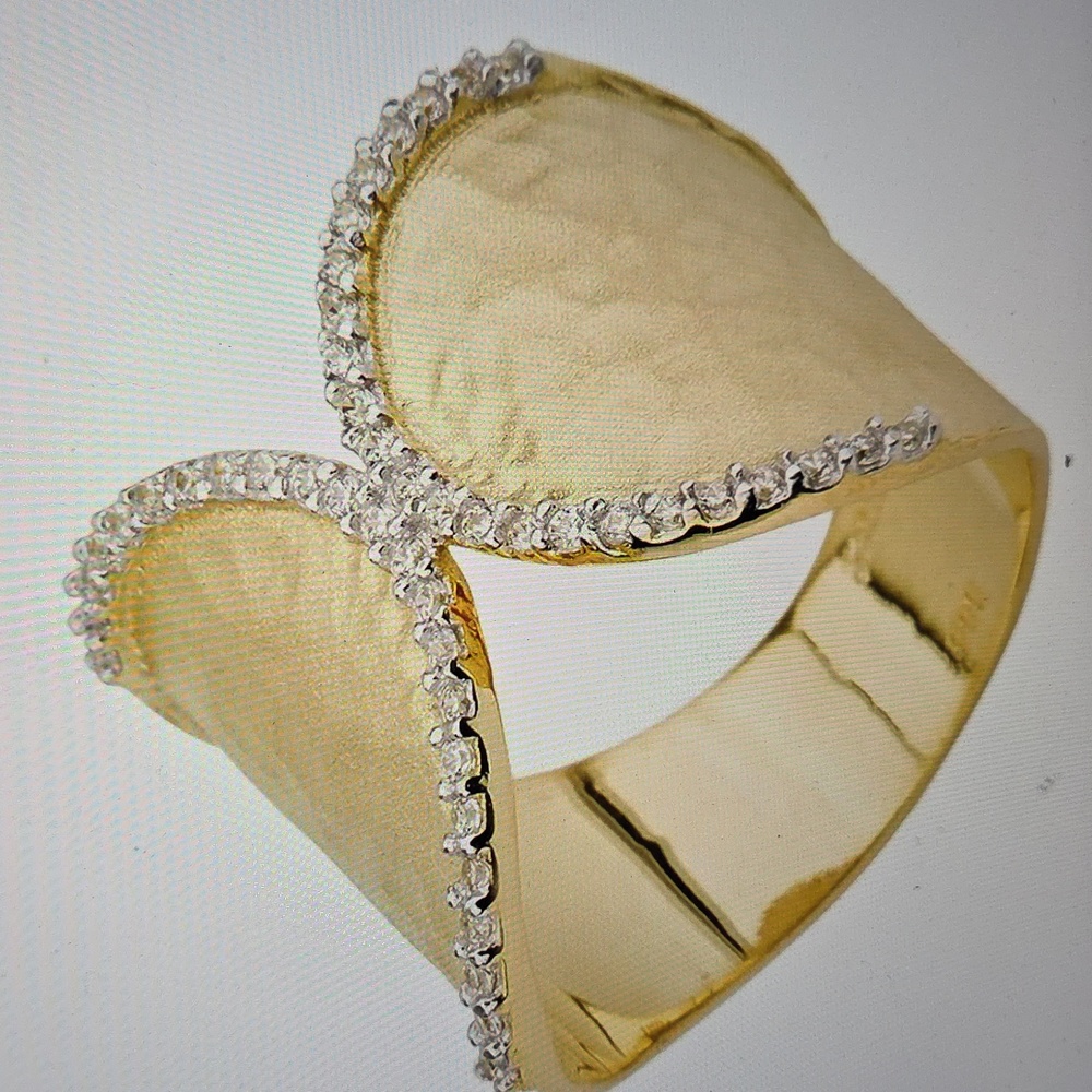 I. REISS 14K Gold & Diamond Matte & Hammer cuff ring Sz 7 *NEW*